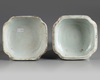 A Chinese blue and white square-section 'dragon' box and cover