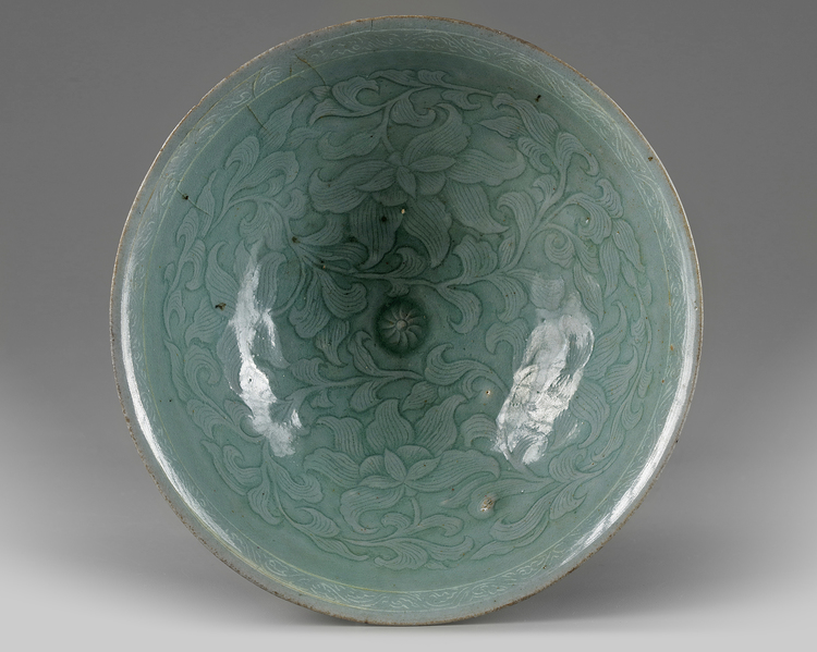 A Korean celadon-glazed 'scrolling flowers' bowl