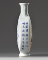 A CHINESE IRON-RED-DECORATED BLUE AND WHITE MOONFLASK, 20TH CENTURY