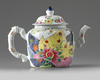 A Chinese famille rose 'Tobacco leaf'-style teapot