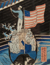 A Japanese horizontal print in five oban-size parts