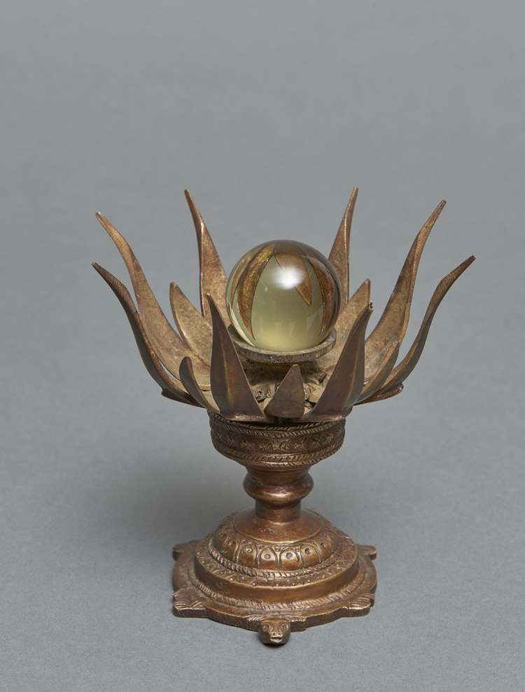 A Japanese Nepali copper lotus flower with movable petals