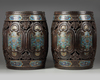A pair of Chinese cloisonné enamel-inset zitan garden seats