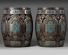 A pair of Chinese cloisonné enamel-inset zitan garden seats