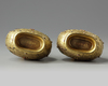 A pair of Chinese hardstone-inlaid gilt bronze 'dragon and phoenix' moonflasks