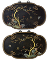 A pair of large Chinese precious objects-inlaid ruyi-shaped panels