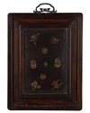 A Chinese blue and white and copper red 'gourds' plaque