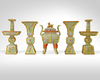 A MASSIVE CHINESE YELLOW-GROUND FAMILLE ROSE FIVE-PIECE ALTAR SET