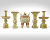 A MASSIVE CHINESE YELLOW-GROUND FAMILLE ROSE FIVE-PIECE ALTAR SET