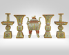 A MASSIVE CHINESE YELLOW-GROUND FAMILLE ROSE FIVE-PIECE ALTAR SET