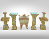 A MASSIVE CHINESE YELLOW-GROUND FAMILLE ROSE FIVE-PIECE ALTAR SET