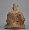 A Very rare and large Japanese wooden figure of a monk