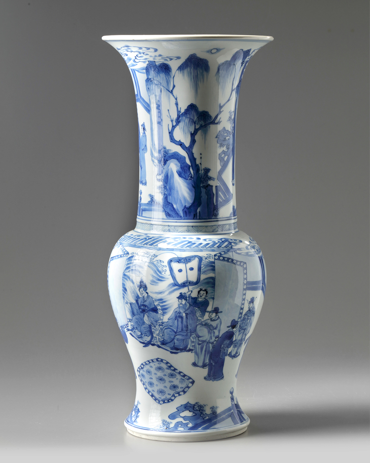 A Chinese blue and white phoenix tail vase