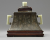 A Chinese jade-mounted paktong tea caddy