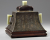 A Chinese jade-mounted paktong tea caddy