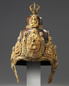 A Nepalese parcel gilt copper ritual crown