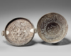A Tibetan silver tea bowl container and hinged cover