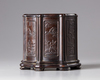 A CHINESE HARDWOOD BRUSH POT, 19TH-20TH CENTURY