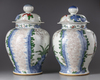 A LARGE PAIR OF CHINESE WUCAI VASES WITH COVERS,QING DYNASTY (1644-1911)
