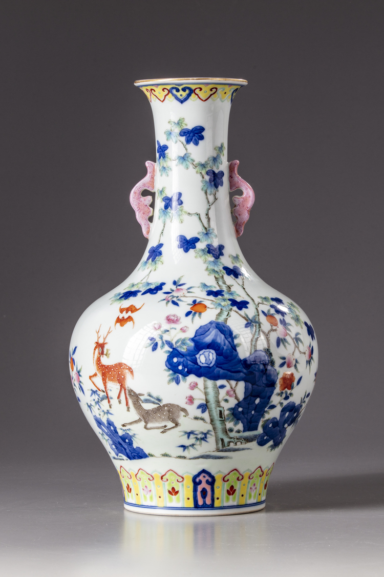 A Chinese famille rose vase