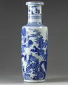 A large Chinese blue and white rouleau vase