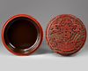 A Chinese three coloured lacquer 'chun' box and cover