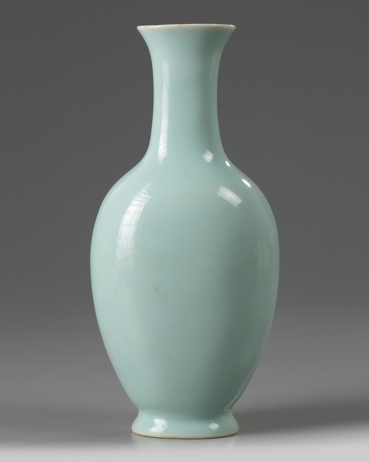 A Chinese pale celadon-glazed slender vase