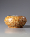 A CHINESE FAUX-PUDDING STONE FAMILLE ROSE 'BOYS' ROUND BOX AND COVER, 20TH CENTURY
