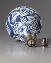 A silver-mounted Chinese blue and white ‘dragon’ double gourd vase