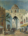 A PAINTING DEPICTING AN ISLAMIC MARKET, 19TH-20TH CENTURY