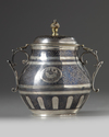 An Ottoman niello silver-gilt vessel and cover, sugar pot.