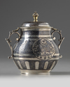 An Ottoman niello silver-gilt vessel and cover, sugar pot.