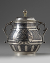 An Ottoman niello silver-gilt vessel and cover, sugar pot.