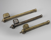 Three Armenian copper pen holders and inkwells