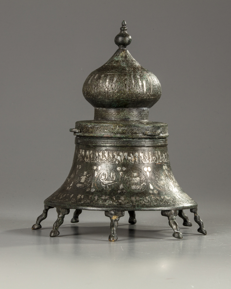 An Islamic bronze incense-burner