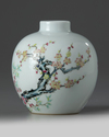 A small Chinese famille rose 'Three Friends of Winter' jar
