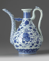 A Chinese Ming-style blue and white ewer and cover