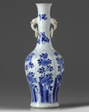 A Chinese blue and white twin-handled slender vase