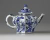 A CHINESE BLUE AND WHITE MOULDED OCTAGONAL TEAPOT AND COVER, CHINA, KANGXI PERIOD (1662-1722)