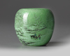 A Chinese green-ground grisaille-decorated waterpot