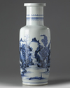 A Chinese blue and white rouleau vase