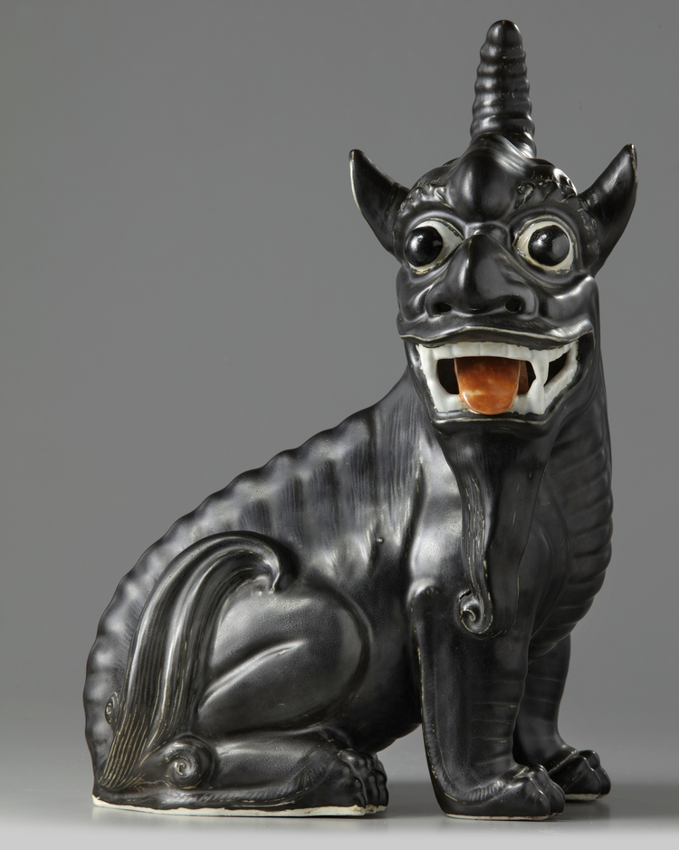A Chinese black-glazed qilin