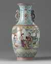A Chinese famille rose 'musicians' vase