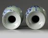 A pair of Chinese celadon-ground blue and white vases