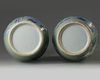 A pair of Chinese celadon-ground blue and white vases