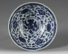 A Chinese Ming-style blue and white conical bowl, lianzi wan