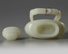 A CHINESE WHITE JADE HANGING VASE AND COVER, QING DYNASTY (1644-1911)