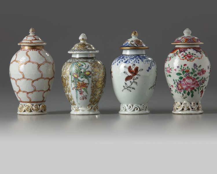 Four Chinese tea caddies