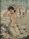A Indonesian painting depicting a woman 1952