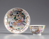 A Chinese famille rose cup and saucer